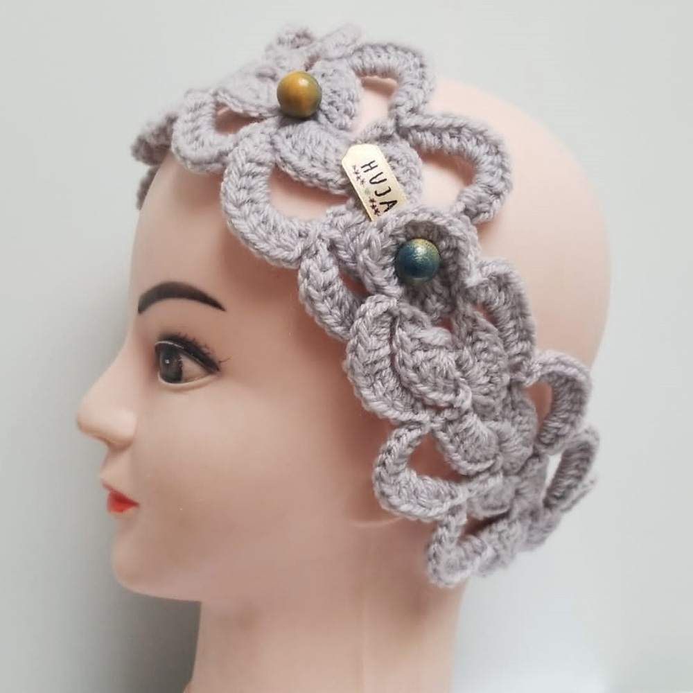 Miran Ear Warmer Grey Crochet Headband